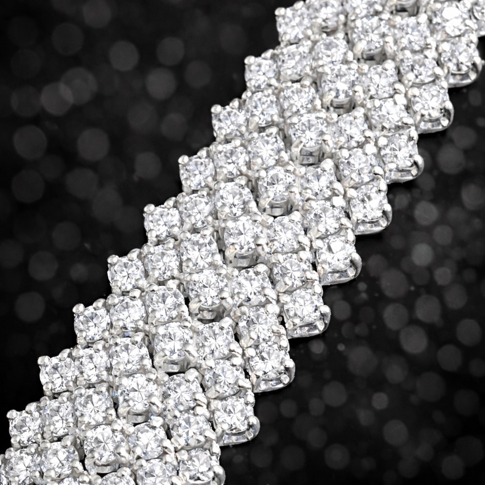 Suzanne Somers CZ Massive Tennis Statement Bracelet sterling silver Vintage HSN